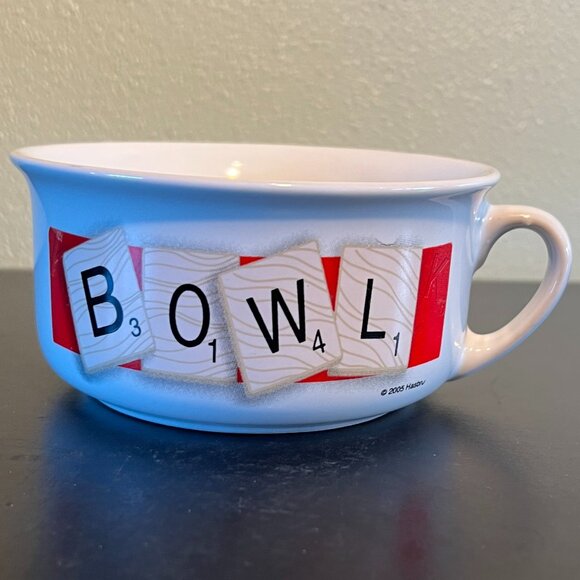 Vintage  Hasbro SCRABBLE Soup Bowl Crossword Board Game Tile Letter  Ceramic Mug - Picture 3 of 10